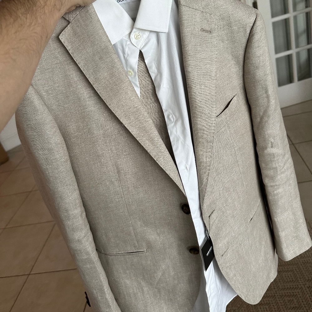 Tan linen Suite - Indochino